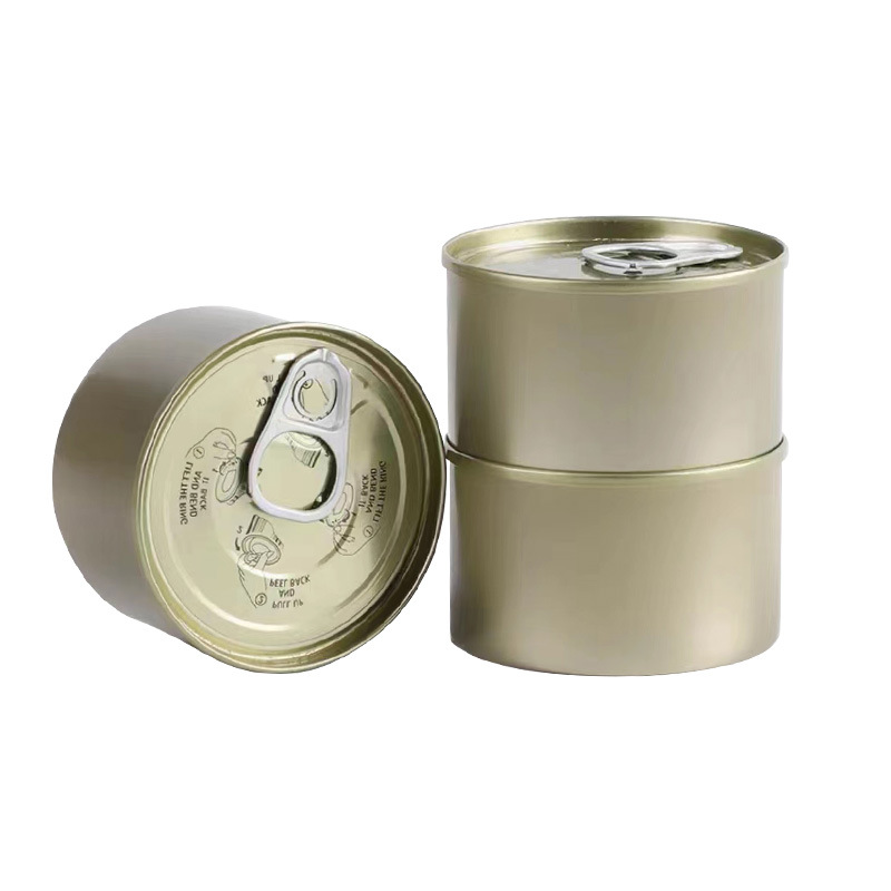 Food Grade 2 Pieces Stamping Tin Easy Open Can Packaging Round Food  Tin Can With Lid